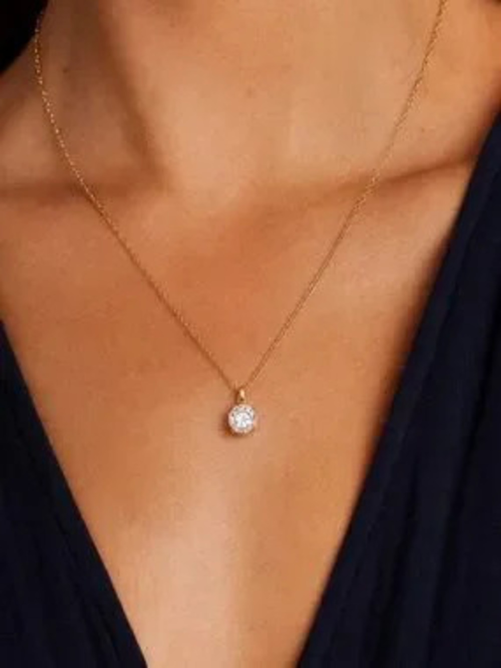 Gold Chain Round Crystal Pendant ( 3324)